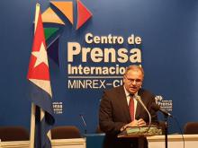 Eugenio Martínez, desde el Centro de Prensa Internacional del Ministerio de Relaciones Exteriores de Cuba