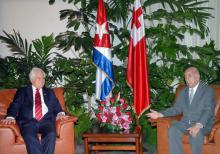 The then Cuban Vicepresident Machado Ventura received Prime Minister of Tonga (2009)