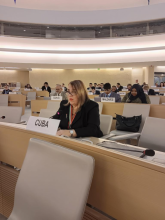 Intervención de Ana Silvia Rodríguez Abascal, embajadora, Directora de Organismos Internacionales del MINREX, en diálogo interactivo sobre la situación de derechos humanos en Nicaragua. 55 CDH