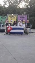 In Greece was celebrated July 26 condemning US blockade towards Cuba and supporting Cuban medical brigades.