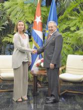 Recibe Presidente Cubano a Alta Representante UE