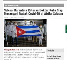 Medio digital indonesio destaca el inicio de la batalla de los médicos cubanos contra la covid-19 en Sudáfrica
