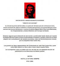 Asociación de cubanos residentes en Irlanda "Ernesto Che Guevara", envían mensaje de felicitación al compañero Miguel Mario Díaz-Canel Bermúdez.