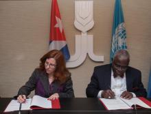 Embajadora de Cuba en Italia y Presidente del FIDA firman el acuerdo PRODEGAN