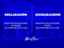 Declaración del Ministerio de Relaciones Exteriores de Cuba / Dichiarazione del Ministero degli Affari Esteri di Cuba