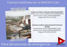 Bank accounts set up for emergency donations to Cuba.