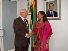Minister of Justice of Jamaica receives the Ambassador of Cuba.