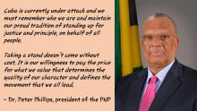 Dr. Peter Phillips, President of the People's National Party (PNP) and Leader of the Opposition in Jamaica, expressed solidarity with Cuba during his recent farewell speech to the party’s National Executive Council.