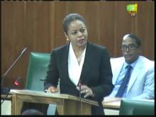 The Attorney General of Jamaica, Marlene Malahoo Forte, during the presentation in the Jamaican Parliament of the annual resolution against the blockade to Cuba, in October 2018.