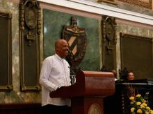 In the context of the final day of the XIII International Conference of the Chair of Caribbean Studies "Norman Girvan" of the University of Havana, Dr. Hilary Beckles, vice chancellor of the University of the West Indies (UWI), gave a keynote lecture at the "Aula Magna" of the Cuban higher education centre.