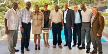 Cuban Ambassador exchanges with executives of the Caribbean School of Medical Sciences.