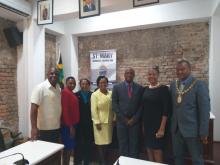 As part of the program of activities developed in the parish of Saint Mary, the Cuban Ambassador to Jamaica, H.E. Mrs. Inés Fors Fernández, met with Fredrick Young, President of the Chamber of Commerce of that town; as well as with leaders of the Parish Development Committee and other representatives of the business community.