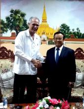 Vice Primer Ministro y Ministro de Finanzas de la República Democrática Popular Lao recibe a Embajador de Cuba.