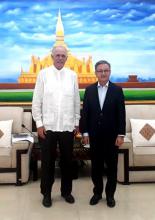 The President of the Foreign Relations Committee of the Central Committee of the LPRP receives the Ambassador of Cuba