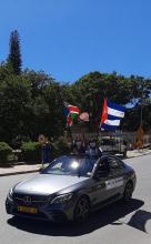 Caravan of cars by Windhoek to condemn the US blockade.