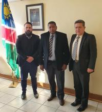 Cuban diplomats hold a meeting with the Director of Multilateral Affairs of the Namibian Foreign Ministry.