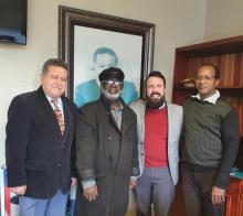 Paul Shipale, Director of the Office of former President Sam Nujoma, receives diplomats from the Cuban Embassy.