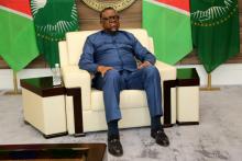 Namibian President Hage Geingob is interviewed by the Cuban Television.