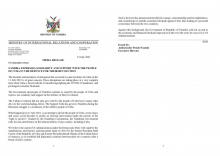 Declaración del Ministerio de Relaciones Internacionales y Cooperación de la República de Namibia