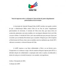 Nota de Prensa sobre la retirada de Cuba de la lista de los países supuestamente patrocinadores del terrorismo.