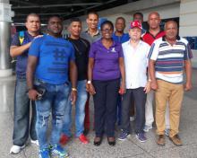 Recibimiento a la llegada brigada de entrenadores deportivos cubanos.
