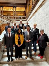 Delegación de ciudades hermanadas con Glasgow en el City Chambers de la ciudad.