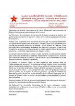 Federación de Jóvenes Comunistas de Sri Lanka. Declaración sobre exclusión de Cuba en lista de países patrocinadores del terrorismo 
