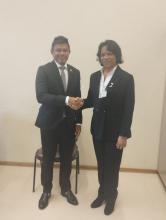 Encuentro de la vice primera ministra Inés María Chapman con vicepresidente de la República de Maldivas