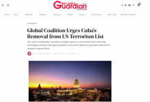 Portal de noticias Sri Lanka Guardian publica declaración del Comité de Coordinación Conjunta del MNOAL y G-77 y China demandando la inmediata exclusión de Cuba de lista de países que supuestamente patrocinan el terrorismo.
