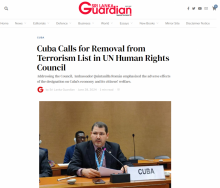 Publica periódico Sri Lanka Guardián intervención de Cuba en Consejo de Derechos Humanos en Ginebra ,pidiendo la eliminación de Cuba de la lista de países que supuestamente patrocinan el terrorismo
