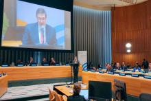 Ministro de Relaciones Exteriores de la República de Cuba durante su interveción en la Cumbre del Futuro