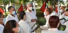 The Cuban President met with members of the Henry Reeve medical brigades who joined the COVID-19 battle in the Italian city of Turin and in St. Vincent and the Grenadines