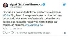 Presidente Díaz-Canel agradece a la comunidad internacional su respaldo contra el bloqueo #UnBlockCuba