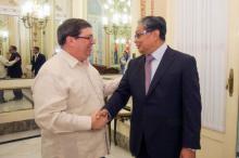 Recibió Canciller de Cuba al Ministro de la Unión para la Oficina de la Consejera de Estado y Enviado Especial del Gobierno de la República de la Unión de Myanmar