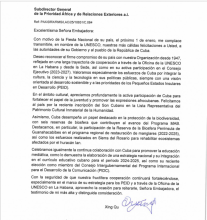  Reconoce UNESCO compromiso y contribuciones de Cuba en mensaje de felicitación por la Fiesta Nacional