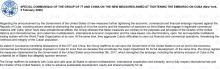 SPECIAL COMMUNIQUÉ OF THE GROUP OF 77 AND CHINA ON THE NEW MEASURES AIMED AT TIGHTENING THE EMBARGO ON CUBA 